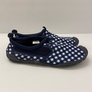 Draper James Lands End Gingham Blue White Water Shoes 7